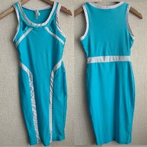 🩵Aqua and White tank Bodycon dress🤍